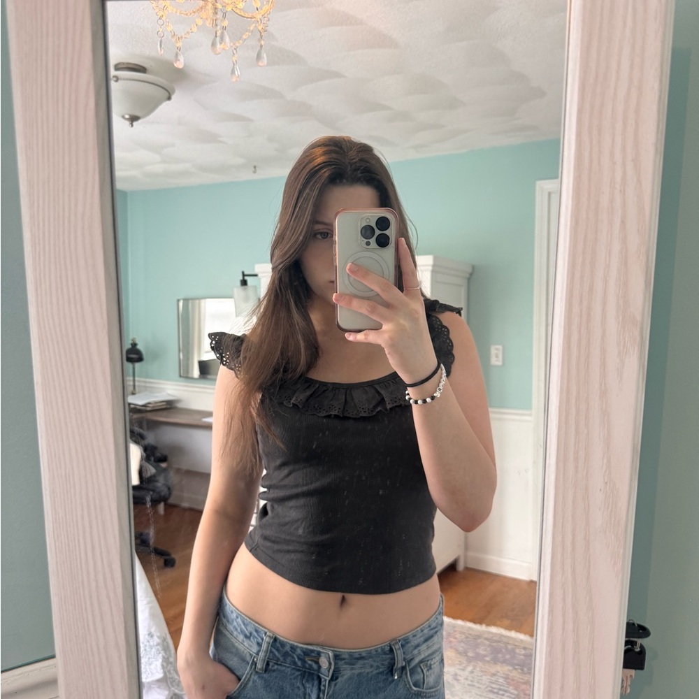Elegant Black Lace Trim Top